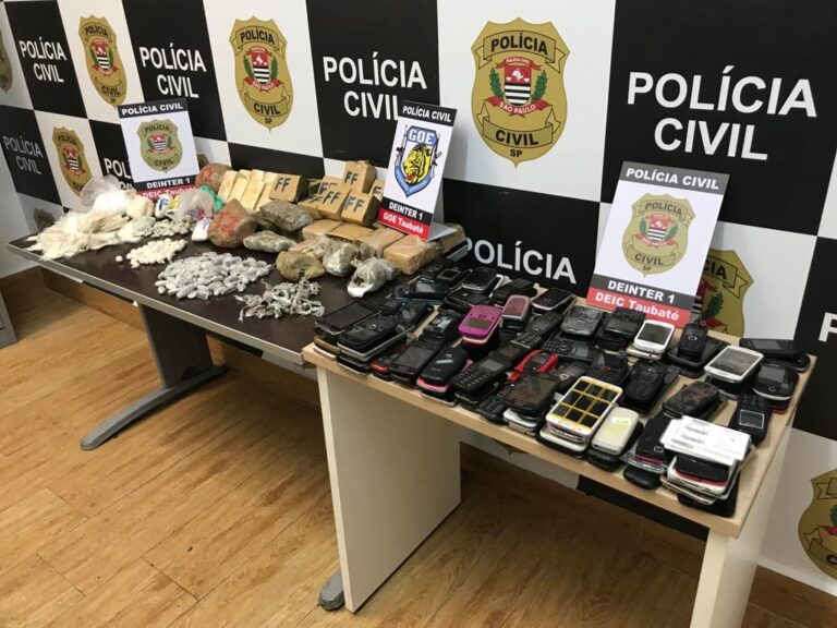 DEIC Taubaté apreende centenas de celulares e 12 kg de drogas em área de presídio em Tremembé