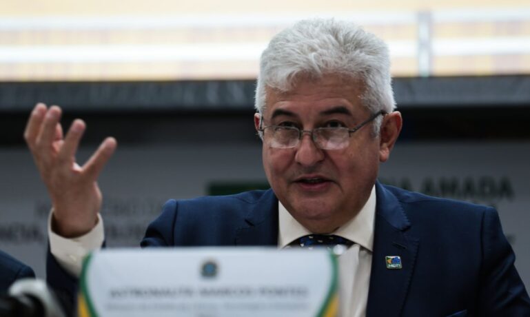 O ministro da Ciência, Tecnologia e Inovações, Marcos Pontes, dá entrevista coletiva sobre o resultado preliminar do chamamento público sobre a Prospecção de projetos de Ensaios Clínicos de Fases I e II de vacinas contra Covid-19 desenvolvidas no Brasil